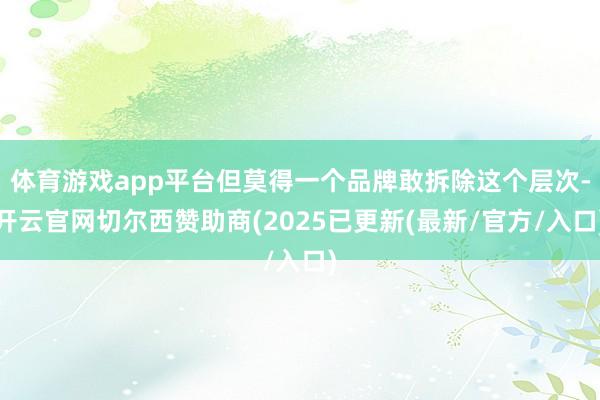 体育游戏app平台但莫得一个品牌敢拆除这个层次-开云官网切尔西赞助商(2025已更新(最新/官方/入口)